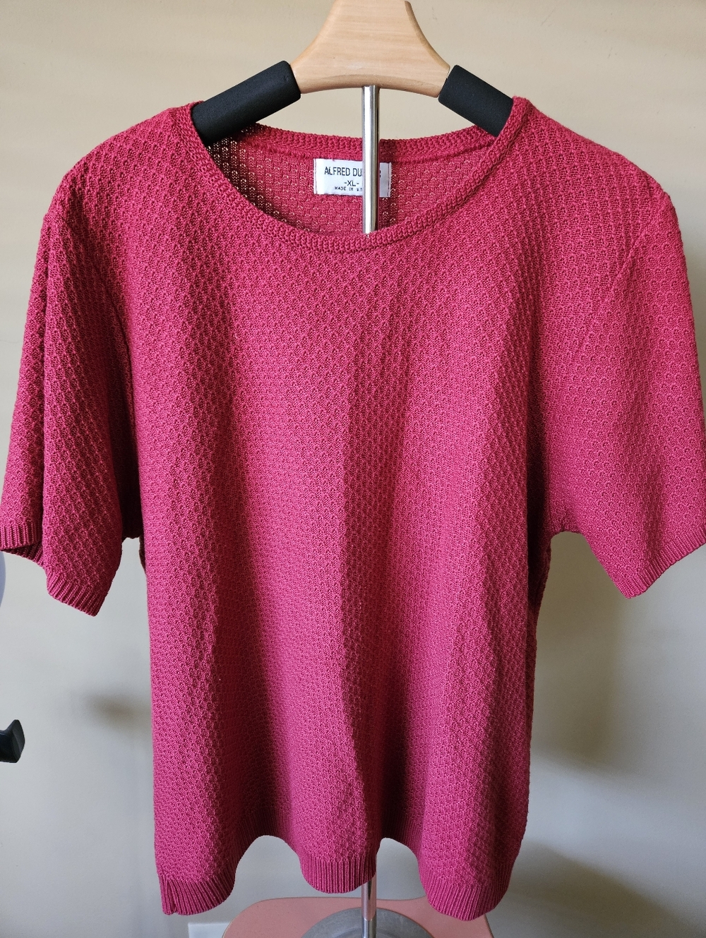 Vintage Alfred Dunner Red Textured Short Sleeve Knit Top - XL - Made in USA